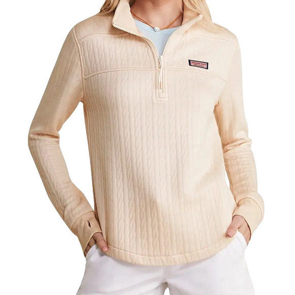 Vineyard Vines Beige Dreamcloth Zip Neck Sweatshirt - Soft Pink - Picture 1 of 4